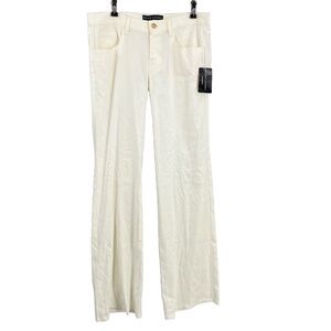Ralph Lauren Trouser White Linen Blend Wide Leg Pants Women’s Size 8 New